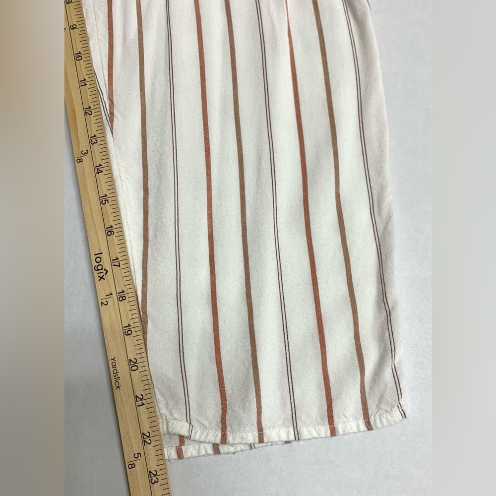 RVCA Zula Jumpsuit Overalls White Stripe Cover Up Sz M Casual Lightweight Beach - Picture 13 of 13